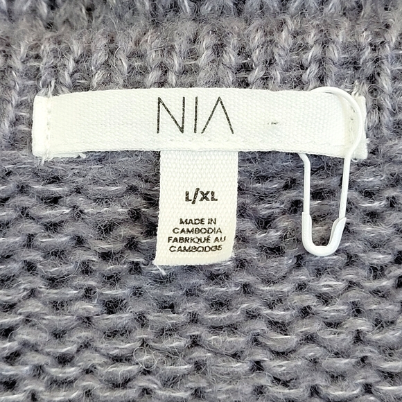 NIA Periwinkle Grey Purple Button Front Wool Blend Cardigan Sweater NWOT Large - Picture 5 of 10